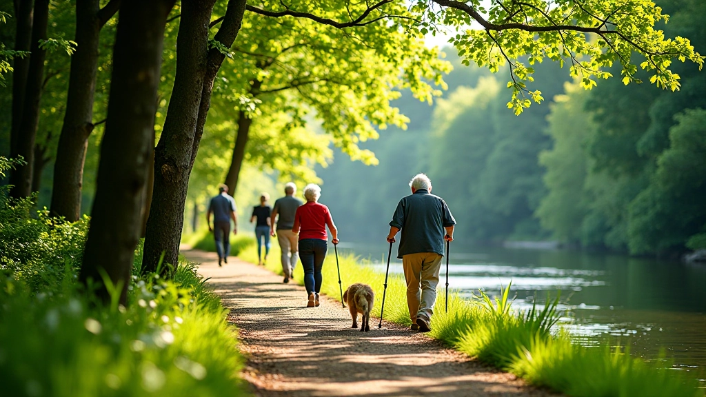 Senioru grupa staiga pa dabas taku ar ūdenskritumiem